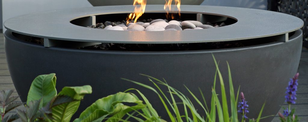 contemporary gas fire pit with fire ring
